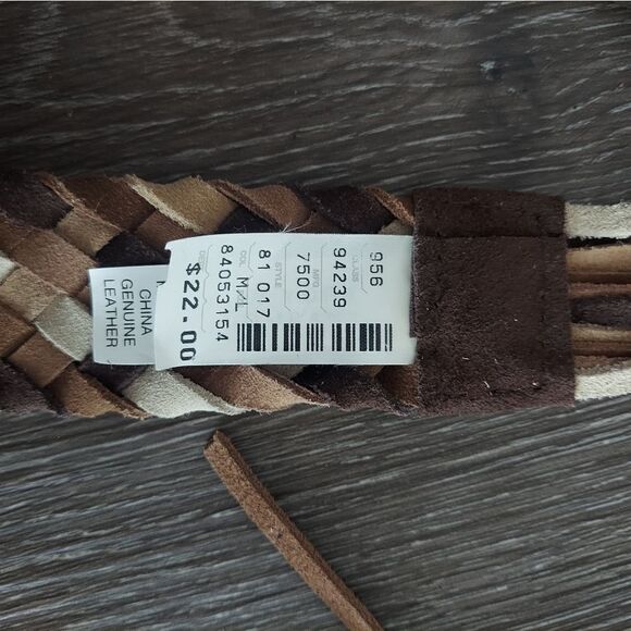 New York & Company Brown Tan Braided Leather Belt M/L - Picture 4 of 7